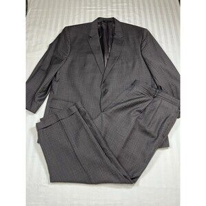 Jos A Bank Signature Gold Full Suit Mens 52R Pants 48R Brown Windowpane Wool